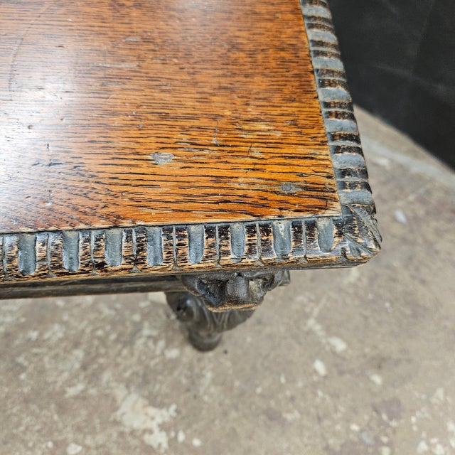 Late 19th Century Carved Oak Antique Victorian Hall Table For Sale - Image 14 of 18
