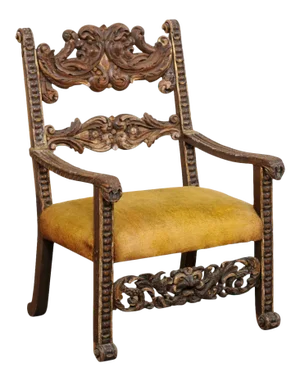 18th Century Vintage Italian Period Baroque Armchair with Carved Details
