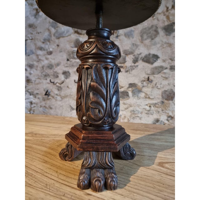 Antique Height-Adjustable Piano Stool in Carved Wood, 1900s For Sale - Image 4 of 12