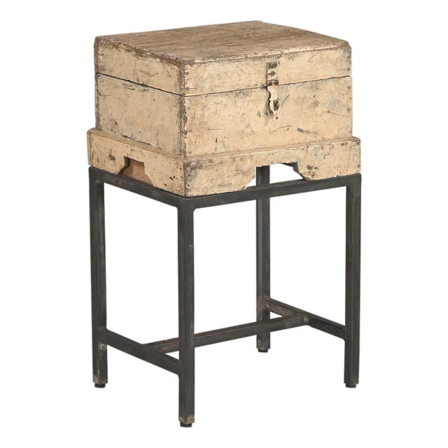Vintage Indian Teakwood Chest on Iron Legs For Sale