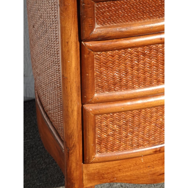 Vintage French Country Bamboo Rattan Side Table End Table W Drawers ~ Triangle For Sale - Image 12 of 13
