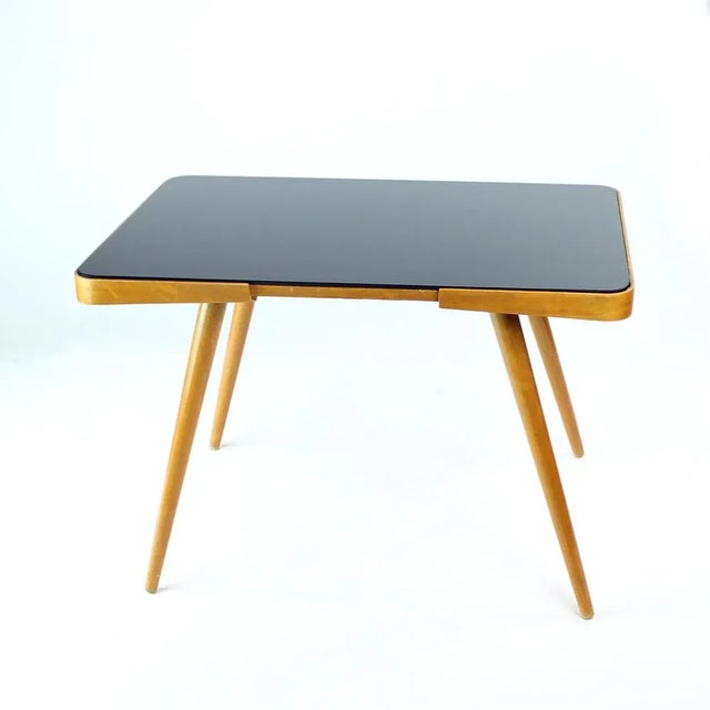 Mid-Century Czechoslovakian Coffee Table in Oak and Black Glass from Cesky Nabytek, 1960s For Sale - Image 9 of 13