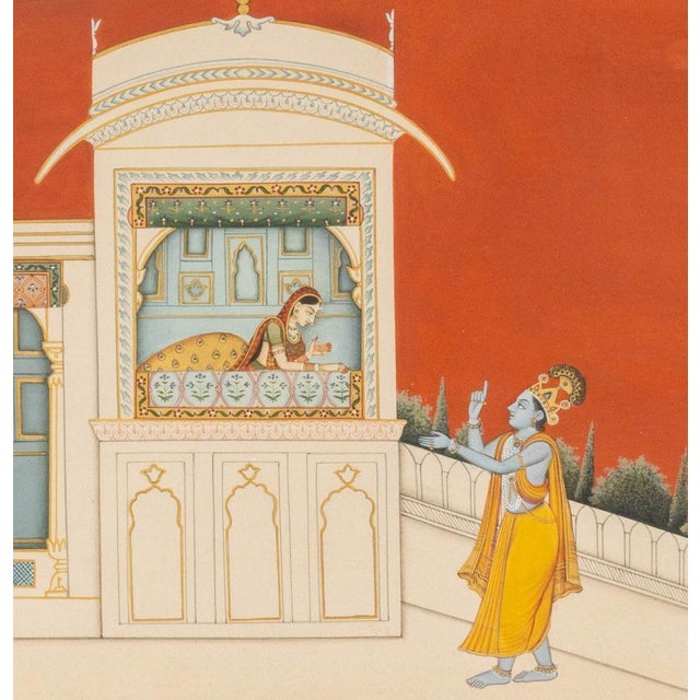 Red Mughal School Radna and Krishna Gouache, 2 For Sale - Image 8 of 9