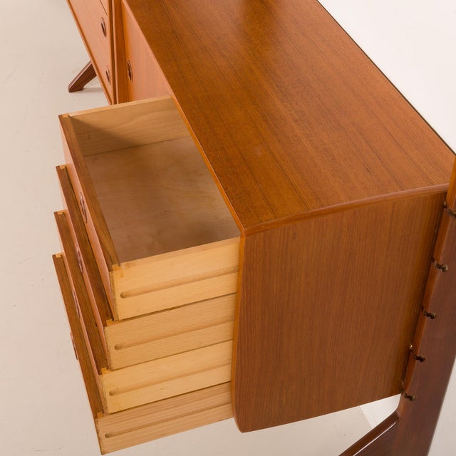 Ergo Three-Bay Free-Standing Teak Wall Unit by John Texmon, Norway, 1960s For Sale - Image 11 of 18