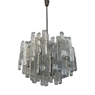 Large Mid-Century Modern Chandelier Ice Glass from J.T. Kalmar, 1960s For Sale