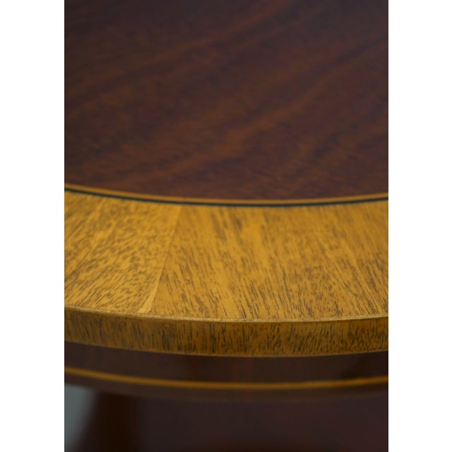 1980s Kindel Round Mahogany Inlaid End Table For Sale - Image 5 of 13