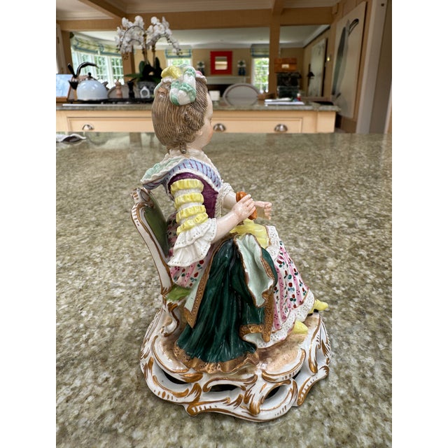 Pair of 19th Century Porcelain Figures of a Boy and Girl Likely From the Nymphenburg Porcelain Factory Germany For Sale - Image 15 of 16