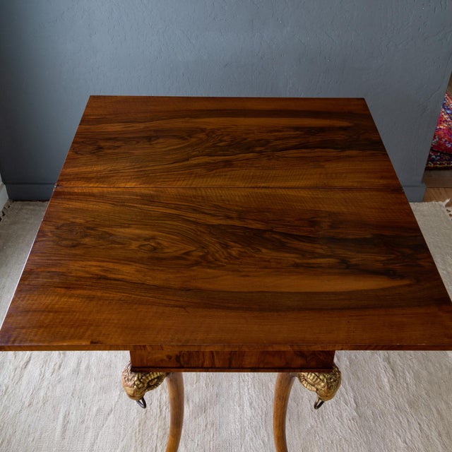 W. & J. Sloane Giltwood Rams Head Hoofed Saber Leg Console Games Table For Sale - Image 4 of 18