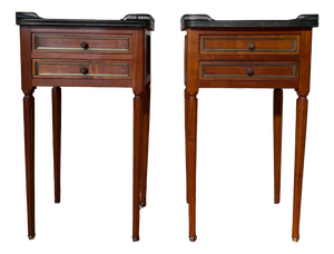 Vintage Louis XVI Bedside Tables in Cherry Wood, 1970s, Set of 2