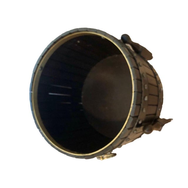 Brown Vintage Mid Century Elevated Barrel Planter Pot by Karimoku For Sale - Image 8 of 9