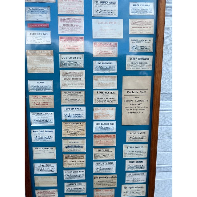 1950s Rare Adolph Schmidt Pharmacy Label Display Including 110 Antique Labels For Sale - Image 5 of 11