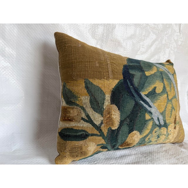 17th Century Antique Flemish Botanical Foliage Tapestry Pillow For Sale - Image 4 of 7