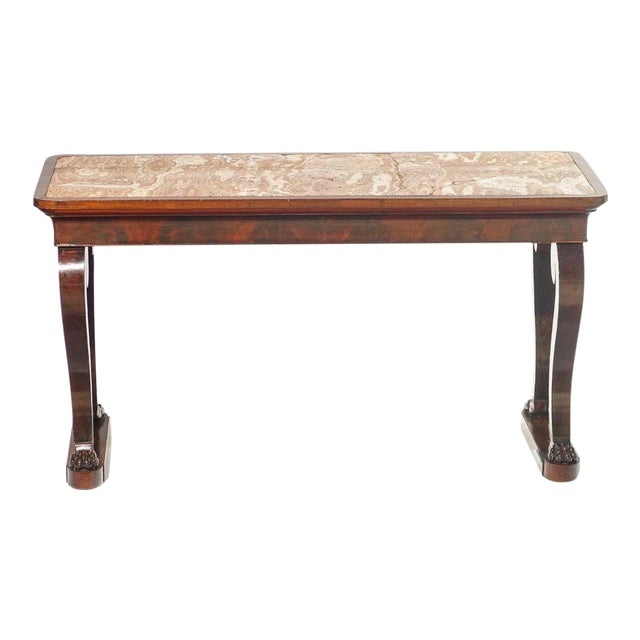 19th C. French Marble Top Console With Paw Feet For Sale