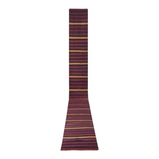 1960s Vintage Extra Long Striped Turkish Kilim Runner 2'4'' X 21'7'' For Sale