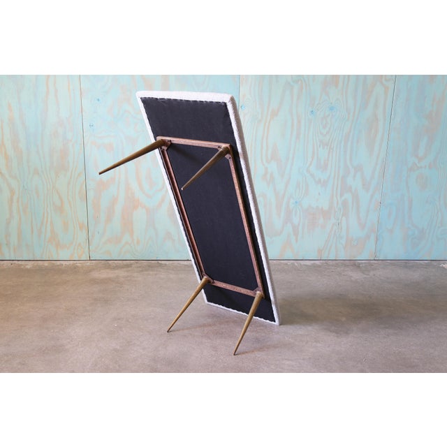 1950s Mid Century Modern Boucle and Brass Leg Mushroom Custom Bench For Sale - Image 6 of 10