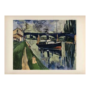 1958 Vlaminck Lithograph 14 the Seine at Poissy