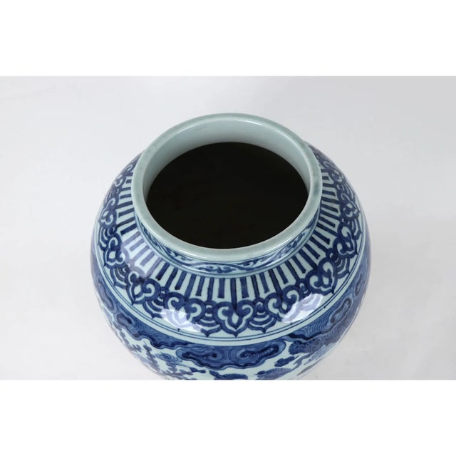 19th Century Ching Dynasty Blue and White Temple Vase For Sale In New York - Image 6 of 8