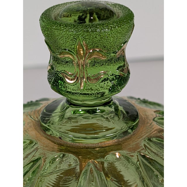 Glass Rare, Eapg Antique Jefferson Glass Green Glass Covered Butter Dish, Iris With Meander Pattern, 1903 For Sale - Image 7 of 12