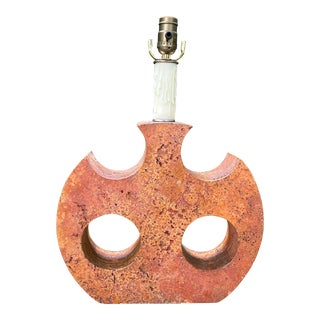 1970s Italian Modern Red Travertine Lamp For Sale