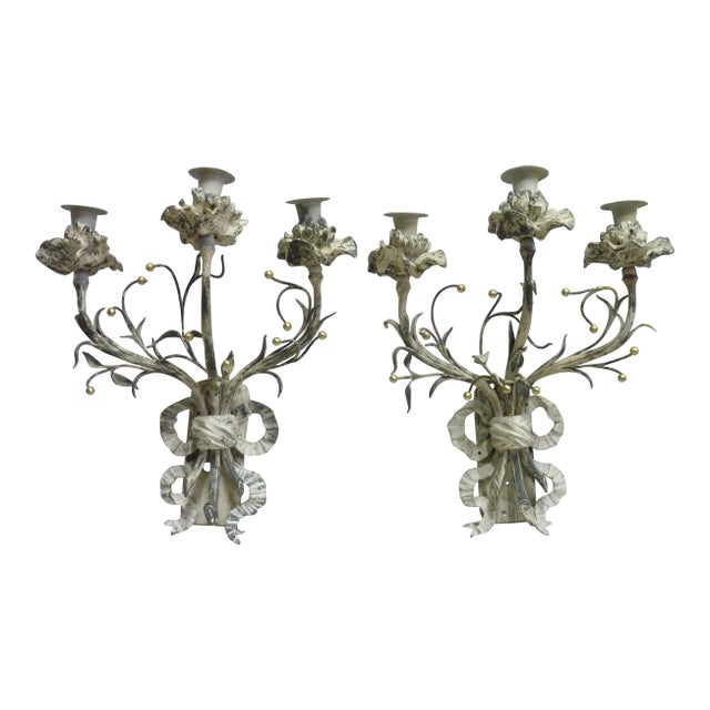 French Bronze Sconces - a Pair For Sale