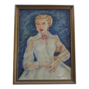 Vintage Mid Century Signed L L Scoggins Portrait of Grace Kelly