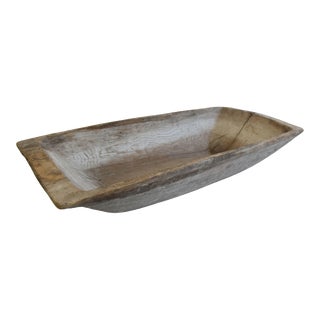 Vintage Large Hand-Carved European Wooden Harvest Dough Bowl Centerpiece For Sale