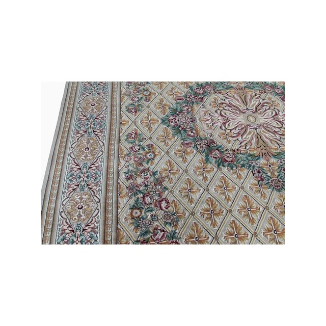Handwoven Savonnerie Area Rug 9x11 For Sale - Image 10 of 12
