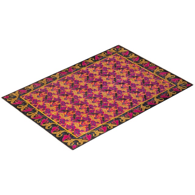 Purple Arts & Crafts Hand-Knotted Area Rug - Purple, 8' 0" x 10' 0" For Sale - Image 8 of 8