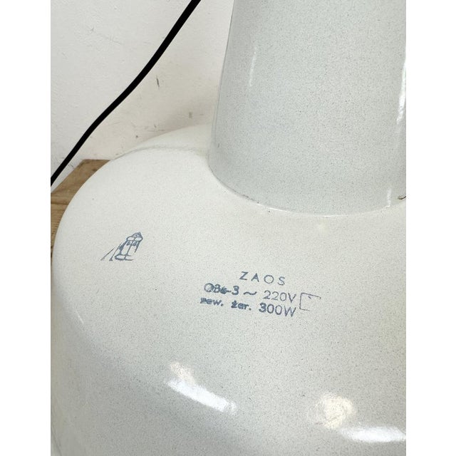 Large Industrial White Enamel Factory Pendant Lamp from Zaos, 1960s For Sale - Image 15 of 18