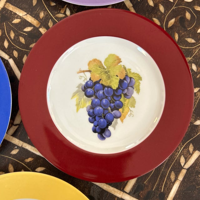 Ceramic Philippe Deshoulieres Limoge France Porcelain Medium Size Plates Signed Set of 5 For Sale - Image 7 of 10