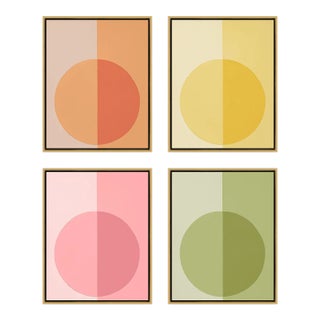 Modern Warm Forevers by Stephanie Henderson in Gold Frame, Medium Art Prints on Canvas, Set of 4 For Sale