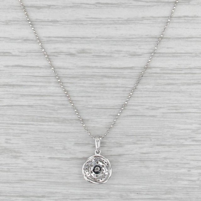 0.39ctw Diamond Cluster Interlocking Circles Pendant Necklace 14k White Gold 16" For Sale - Image 4 of 6