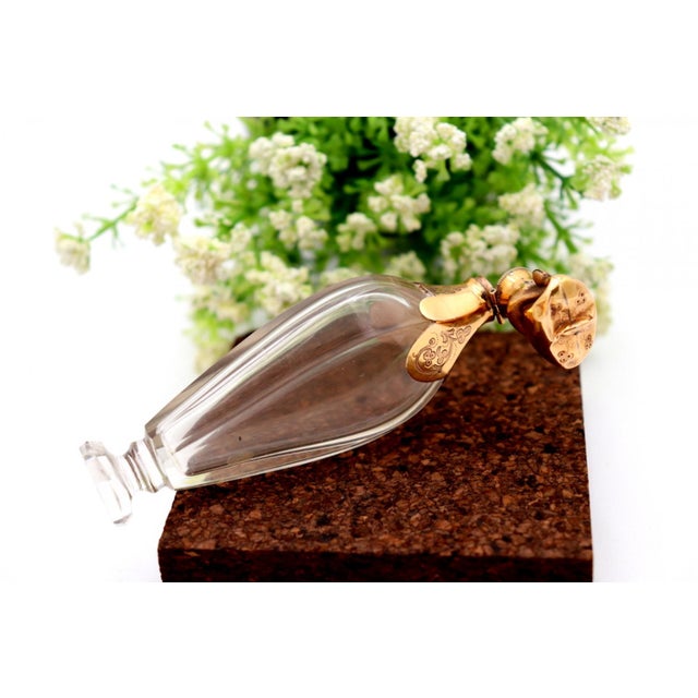 Glass Perfume Bottle with Gold Applications For Sale - Image 5 of 7