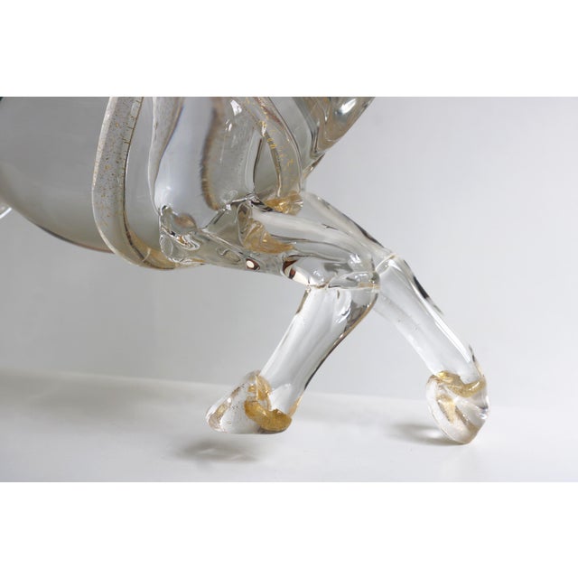 Mid-Century Modern Mid-Century Italian Murano Glass Horse Sculpture with 24 Karat Gold by Arnaldo Zanella, 1970s For Sale - Image 3 of 18