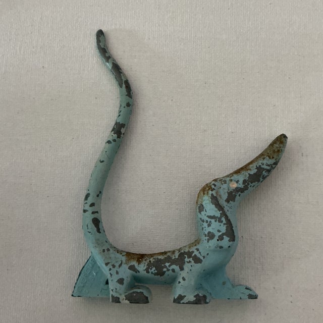 Mid-Century Modern Dachshund Modernest Metal Figurine Ring Holder Catch Weiner Dog Mid Century Modern Art Distressed Walter Bosse Style 1950s 50s For Sale - Image 3 of 7