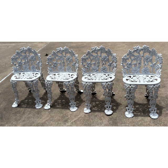 Mid 20th Century Mid Century Iron Garden Table and 4 Chairs For Sale - Image 5 of 12