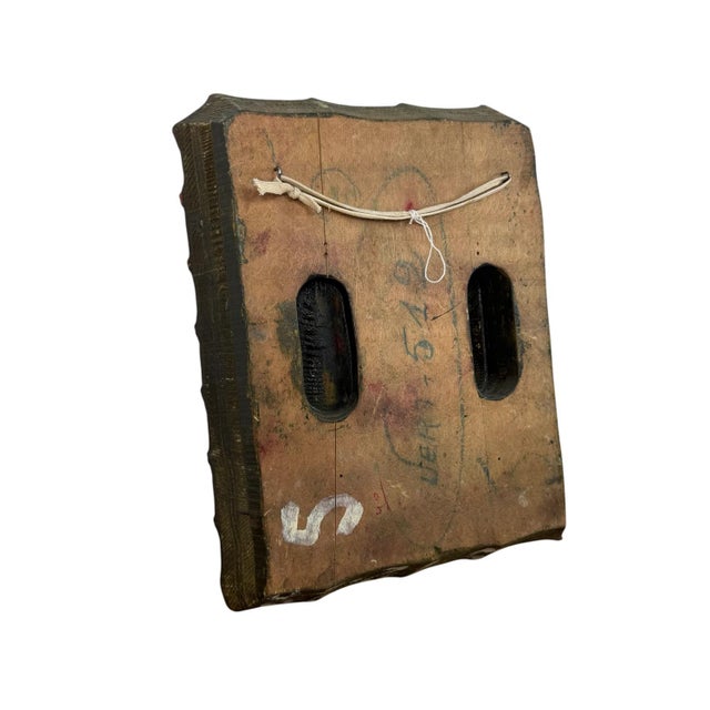 Large Antique Hand-Carved Wooden Textile Stamp Block, 1890s For Sale - Image 4 of 6