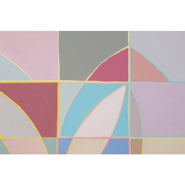 Bauhaus 2026, Color Field Modernist Painting of Tulip Echo, Bauhaus Grid, Large Pastel Tones on Canvas by Natalia Roman For Sale - Image 3 of 8