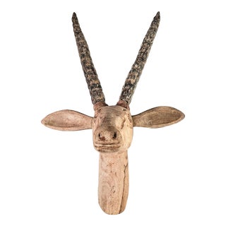 Yareli Carved Wood Antelope Head Wall Mount Faux Taxidermy Deer Head For Sale