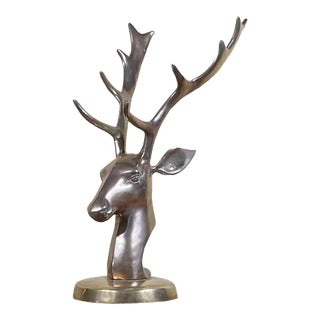 Vintage 1980s Brass Deer Head For Sale