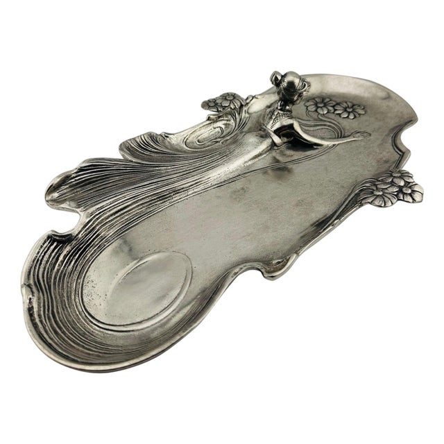 Art Nouveau Pewter Jewelry Tray by Achille Gamba, 20th Century For Sale