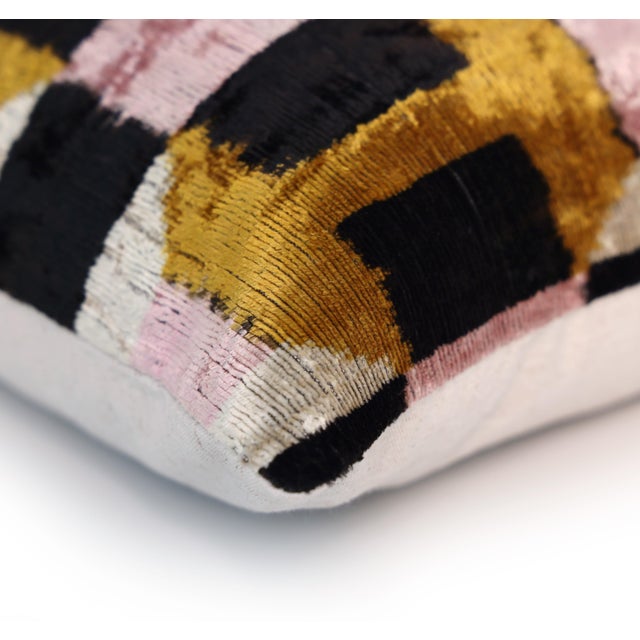 Geometric Silk Velvet Lumbar Pillow 16x24 | Handmade Art Deco Accent For Sale In San Francisco - Image 6 of 8