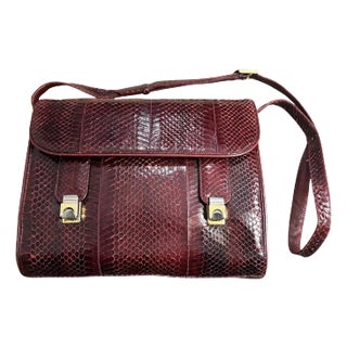 An High Quality 1970s Burgundy Leather Italian Shoulder Bag For Sale