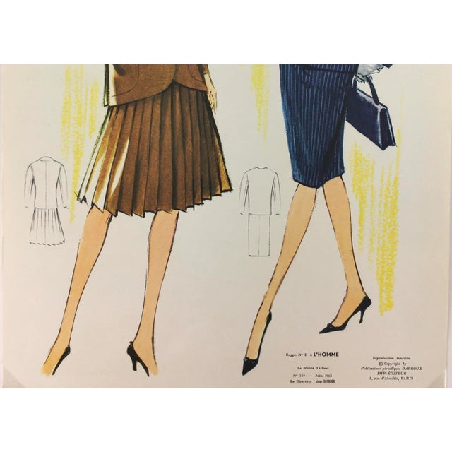 French Vintage French Sketch of Autumn-Winter Season Fashion For Sale - Image 3 of 5