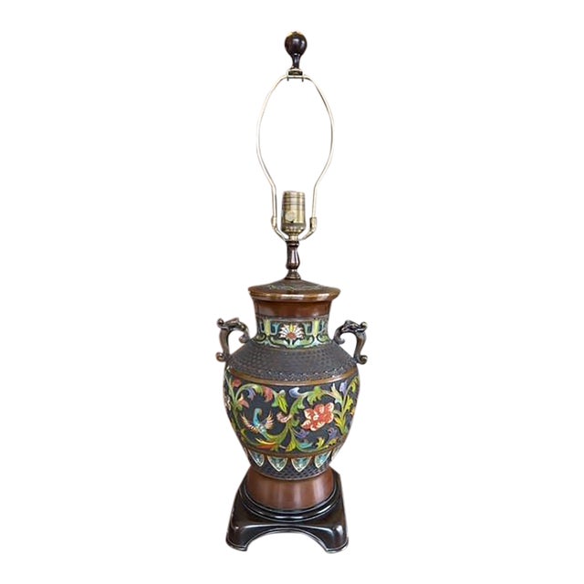 1990s Wildwood Bronze Cloisonne Lamp #6129 - Display Model For Sale