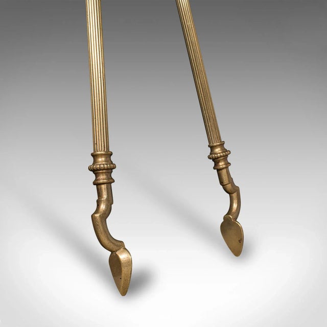 Metal Antique Fireplace Tool Suite, English, Brass, Shovel, Poker, Tongs, Victorian For Sale - Image 7 of 12