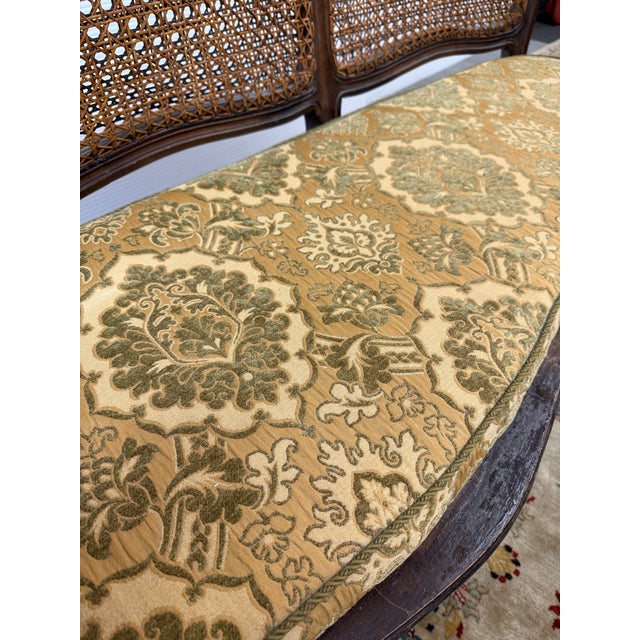 Late 20th Century 20th Century French Cane Back Sofa Bench For Sale - Image 5 of 12