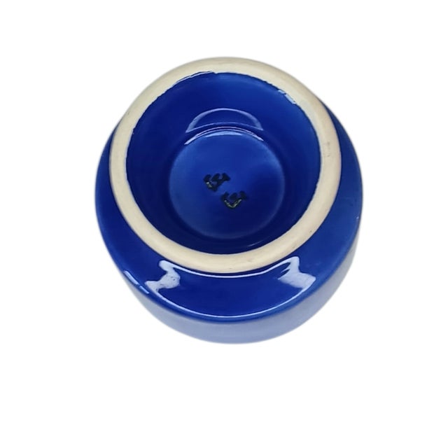 Vintage Retro Personal Ashtray Ceramic Blue by Fitz and Floyd Deep Bowl - MCM For Sale In Austin - Image 6 of 10