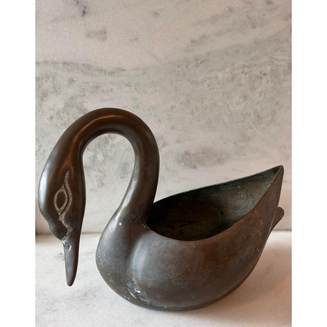 Antique Japanese planter container hand cast in solid bronze from the early Showa period. Lovely decorative accent,...