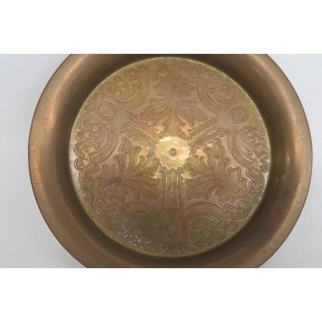 Brass Decorative Small Plate Trinket Tray Dish With Engraved Floral Design 5096b For Sale - Image 4 of 14